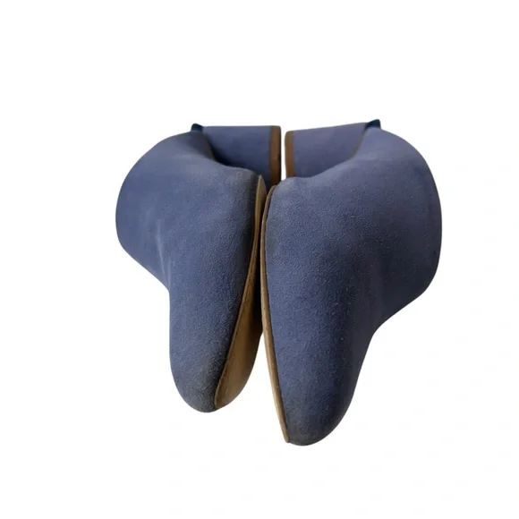 Anthropologie women’s mules blue asymmetrical suede block heels size US 8 M - Picture 11 of 12